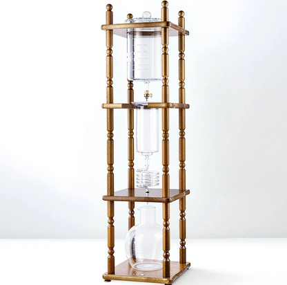 Yama 25 Cup Cold Brew Tower Curved Brown Wood Frame