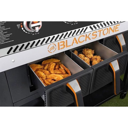 BLACKSTONE 36-Inch 4 Burner Gas Griddle with Dual Air Fryer Drawers – Model 1923 Black