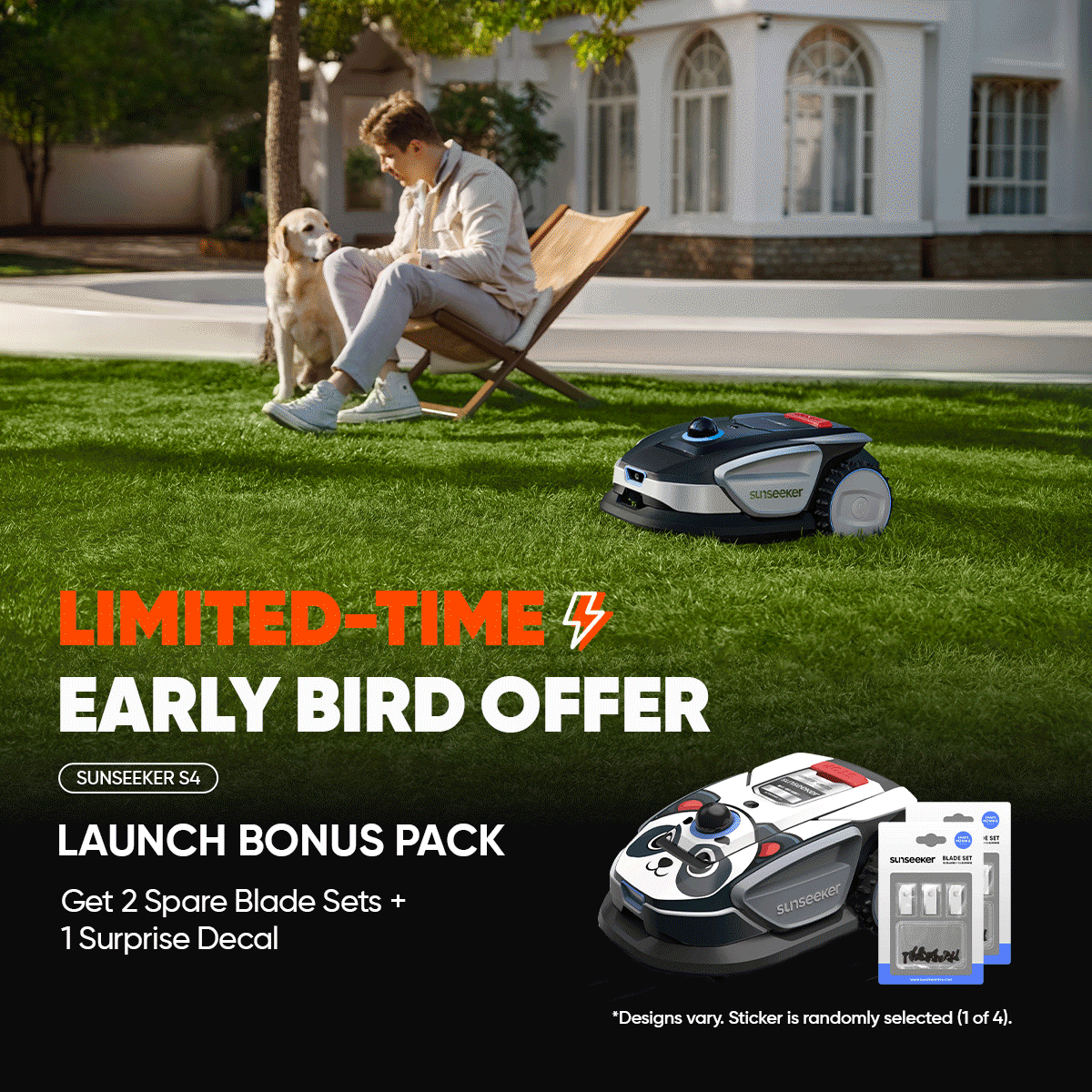 Sunseeker S4 Wire-Free Robot Lawn Mower 0.25 Acre