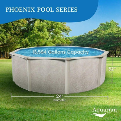 Aquarian Resort Value 24′ Round 52″ Tall Above Ground Pool Package lesecho2452les