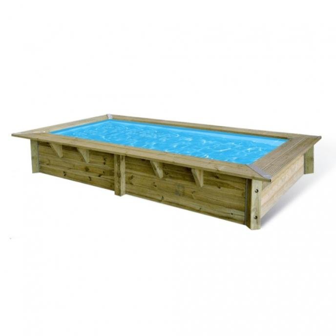 Piscine bois rectangulaire UBBINK Azura 400 x 200 x 126 cm, structure en pin traité, kit complet